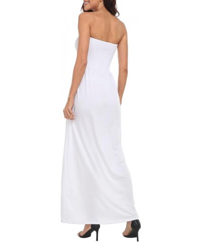 Women's Strapless Maxi Dress Plus Size Tube Top Long Skirt Sundress Cover Up White $18.19 Swimsuits