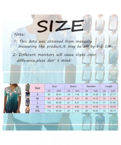 Shirts for Women Trendy,Women Floral Pattern Plus Size Blouses for Women V-Neck Short Sleeve Comfy Dressy Tshirts Blue-5 $8.4...