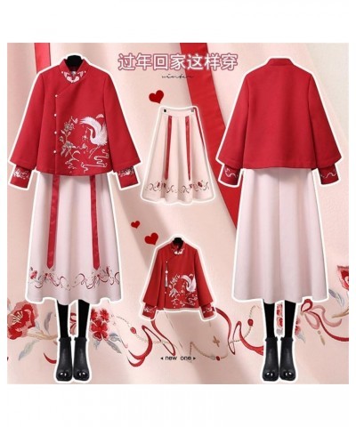 Chinese Style Embroidered Thin Blouse, Women's Coat, Woolen Cloth,Hanfu Skirt (Color : Auburn, Size : XL 60kg-70kg) 3XL 80kg-...