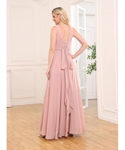 Chiffon Bridesmaid Dresses Long for Women A Line Ruched Formal Porm Evening Gowns Burgundy $29.14 Dresses