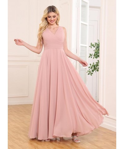 Chiffon Bridesmaid Dresses Long for Women A Line Ruched Formal Porm Evening Gowns Burgundy $29.14 Dresses