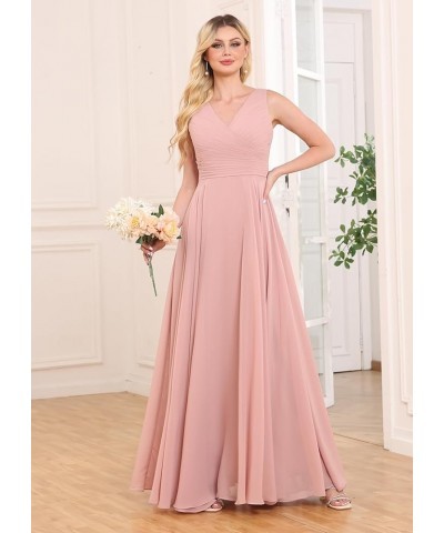 Chiffon Bridesmaid Dresses Long for Women A Line Ruched Formal Porm Evening Gowns Burgundy $29.14 Dresses