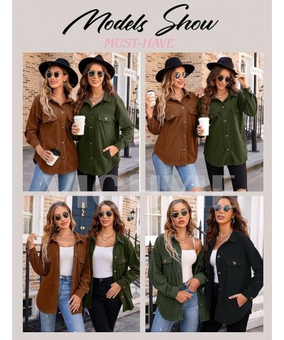 Womens Corduroy Shacket Blouses Button Down Shirts Pocket Long Sleeves Tops Jacket Coats Red $21.31 Jackets