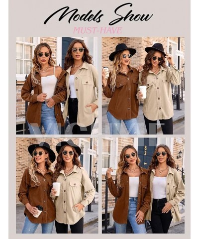 Womens Corduroy Shacket Blouses Button Down Shirts Pocket Long Sleeves Tops Jacket Coats Red $21.31 Jackets