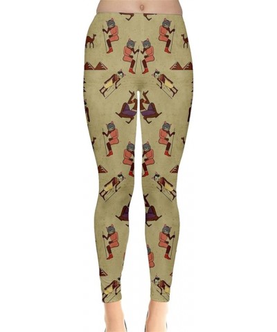 Womens Cats Kitten Meow Funny Cute Lovely Animal Leggings, XS-5XL Egypt Cat Vintage $13.23 Leggings