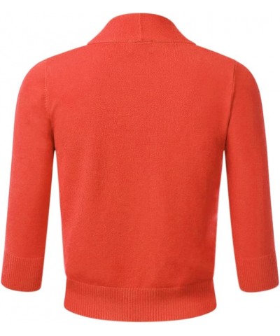 Women's Classic Comfy 3/4 Sleeve Bolero Shrug Open Front Soft Knit Slim Fit Cropped Cardigan Sweater (S-3XL) C001_orange $18....