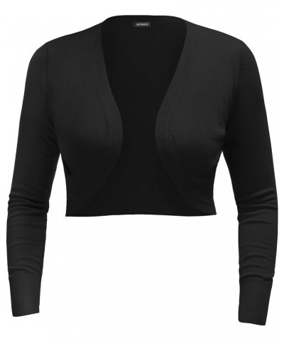 Women's Cropped Cardigan Bolero Shrug Open Front Sweater Long Sleeve S-XL 1-black $15.39 Sweaters