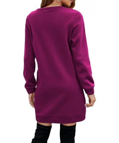 Women's Casual Fleece Long Pullover Sweatshirt Dress Long Sleeve Mini Sweater Dresses with Pockets Purple $19.78 Dresses