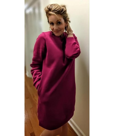 Women's Casual Fleece Long Pullover Sweatshirt Dress Long Sleeve Mini Sweater Dresses with Pockets Purple $19.78 Dresses