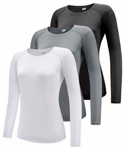 Women's 3 Pack Long Sleeve Workout Running Shirts, UPF 50+ Sun Protection Shirts, Athletic Exercise Gym Yoga T-Shirts Tops 3 ...