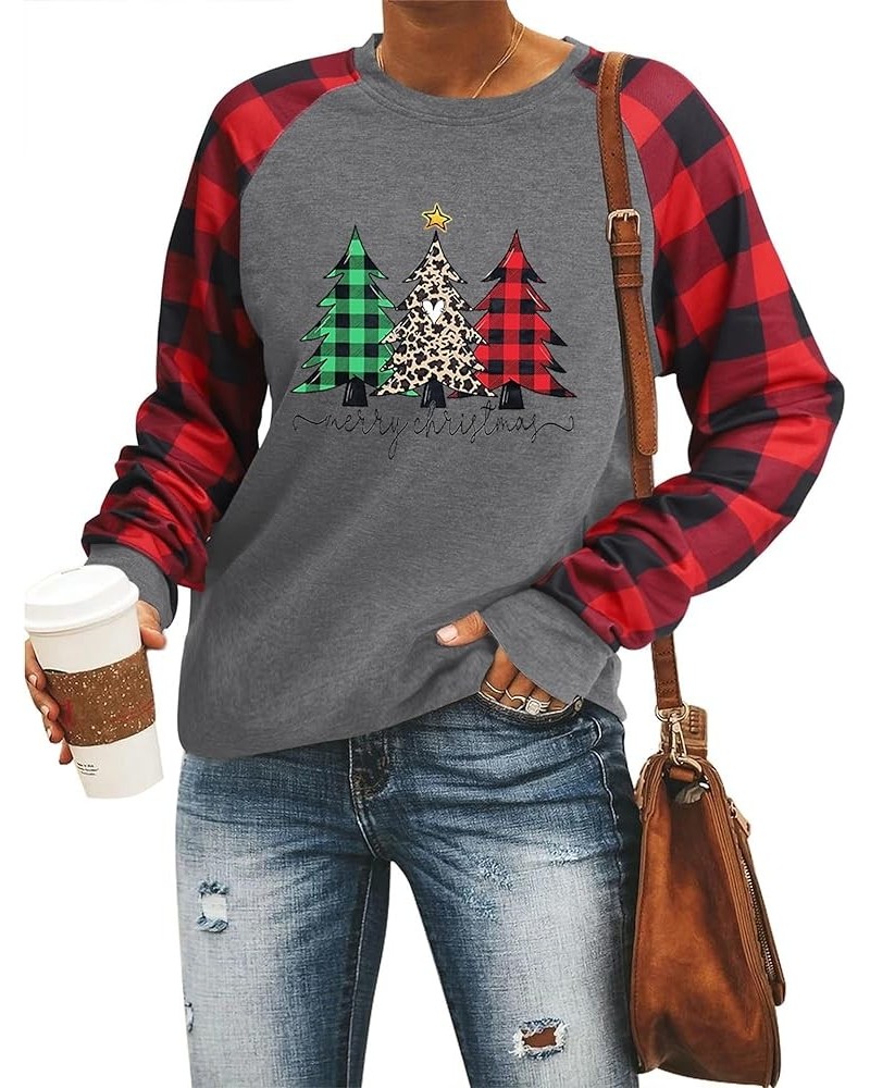 Christmas Gnome Sweatshirt Women Tis The Season Letter Printed Long Sleeve Round Neck Pullover Xmas Tops Christmas Tree-p4 $9...