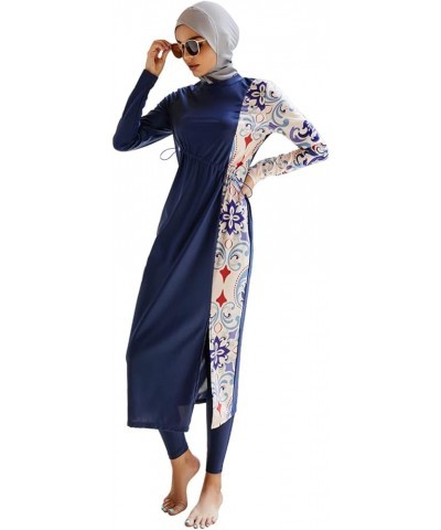 Modest Swimsuit for Women,Full Cover Swimwear Burkini Islamic Hijab Bathing Suit Dark Blue $25.51 Swimsuits