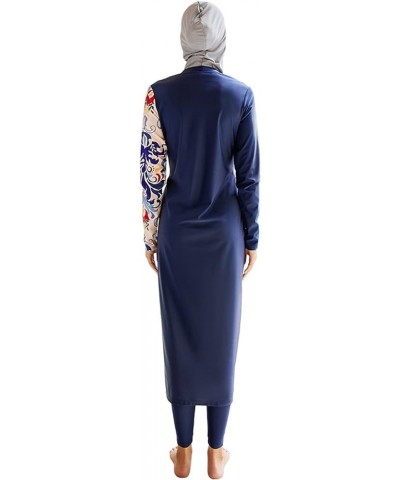 Modest Swimsuit for Women,Full Cover Swimwear Burkini Islamic Hijab Bathing Suit Dark Blue $25.51 Swimsuits