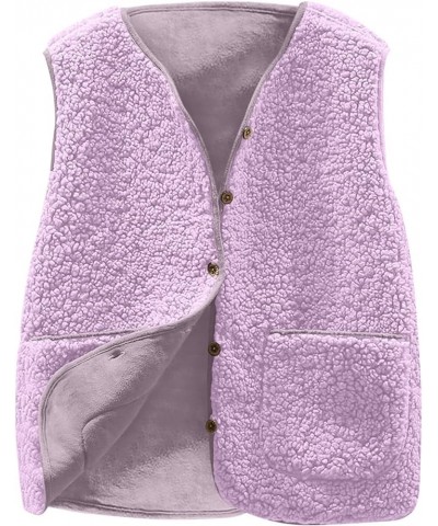 Witner vest for Women Fashion Casual Lightweight Outerwear Fuzzy Fleece Jacket Cute Plush Sweater with Pockets Purple $6.70 O...