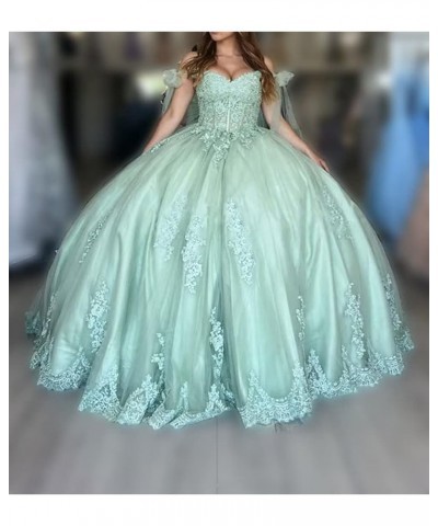 Off Shoulder Quinceanera Dresses Puffy Tulle Ball Gowns for Vestido de 15 años Lace Appliques Prom Dress Ftu01 Dusty Blue $41...