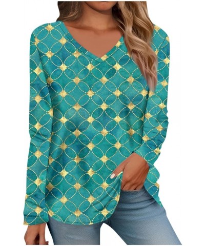 Womens Vneck Long Sleeve Tunic Tops 2023 Autumn Fashion Graphic Tops Shirts Dressy Casual Sweatshirt Blouses S73-green $9.50 ...