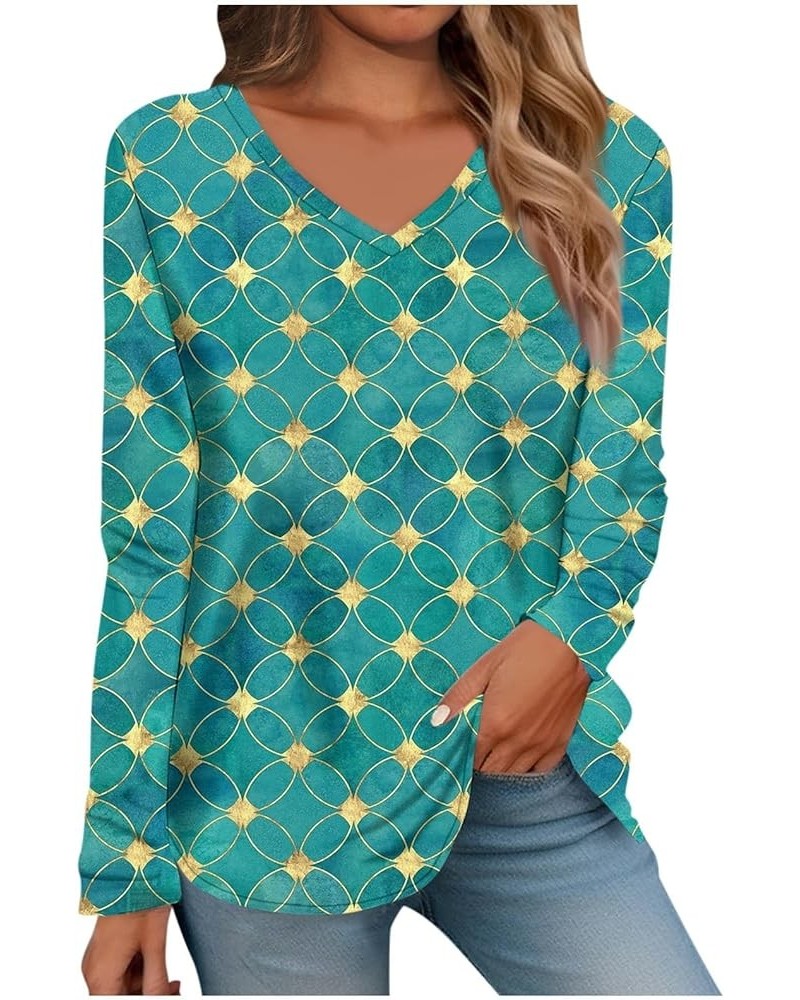 Womens Vneck Long Sleeve Tunic Tops 2023 Autumn Fashion Graphic Tops Shirts Dressy Casual Sweatshirt Blouses S73-green $9.50 ...