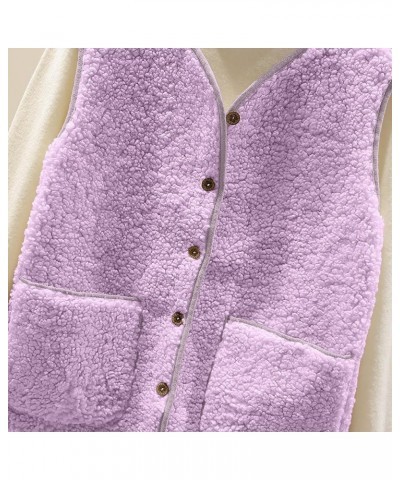 Witner vest for Women Fashion Casual Lightweight Outerwear Fuzzy Fleece Jacket Cute Plush Sweater with Pockets Purple $6.70 O...