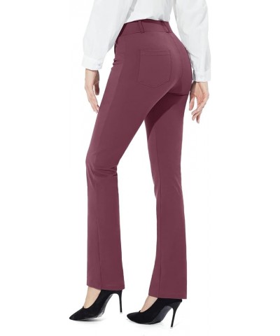 Yoga Dress Pants for Women 31''/29''/33'' High Waisted Pull on Work Pants Business Slacks 29" Inseam A Rose Red Straight Leg ...