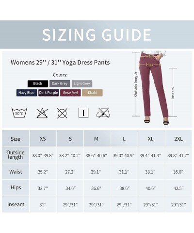 Yoga Dress Pants for Women 31''/29''/33'' High Waisted Pull on Work Pants Business Slacks 29" Inseam A Rose Red Straight Leg ...