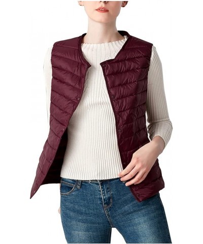 Ladies Ultralight Down Vest Women's Autumn Winter Warm Down Puffer Coat Jacket Fashion Zip Padded Gilet Waistcoat Red $14.54 ...