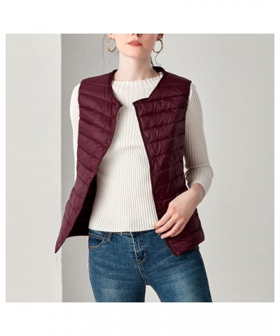 Ladies Ultralight Down Vest Women's Autumn Winter Warm Down Puffer Coat Jacket Fashion Zip Padded Gilet Waistcoat Red $14.54 ...