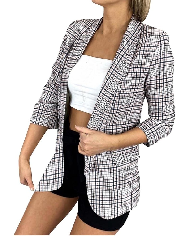 Black & Pink Plaid Blazers For Women Fall/Winter Fashion Printed Slim Suit Coats Long Sleeve Dressy Jacket Tops Orange $9.93 ...