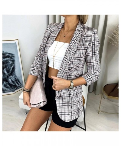 Black & Pink Plaid Blazers For Women Fall/Winter Fashion Printed Slim Suit Coats Long Sleeve Dressy Jacket Tops Orange $9.93 ...