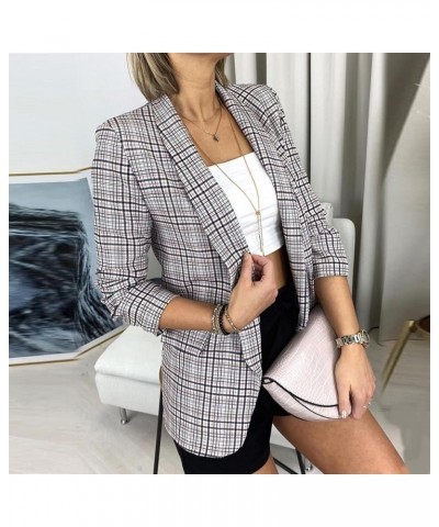 Black & Pink Plaid Blazers For Women Fall/Winter Fashion Printed Slim Suit Coats Long Sleeve Dressy Jacket Tops Orange $9.93 ...