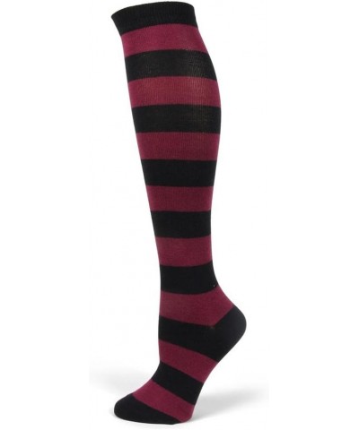 Elite Quality Colorful Soft Cotton Women's Striped Knee High Socks Black/ Maroon $7.54 Activewear