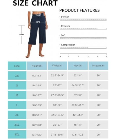 Women's Capris Casual Summer Cotton Wide Leg Yoga Capri Sweatpants Loose Lounge Workout Crop Pants Pockets Regular-navy Blue ...