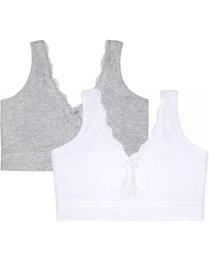 Women's Full Coverage Wireless Cotton Bralette White/Grey Heather $14.25 Lingerie