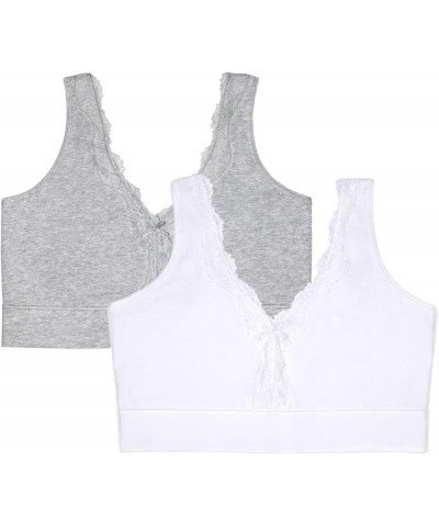 Women's Full Coverage Wireless Cotton Bralette White/Grey Heather $14.25 Lingerie