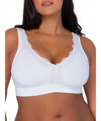 Women's Full Coverage Wireless Cotton Bralette White/Grey Heather $14.25 Lingerie