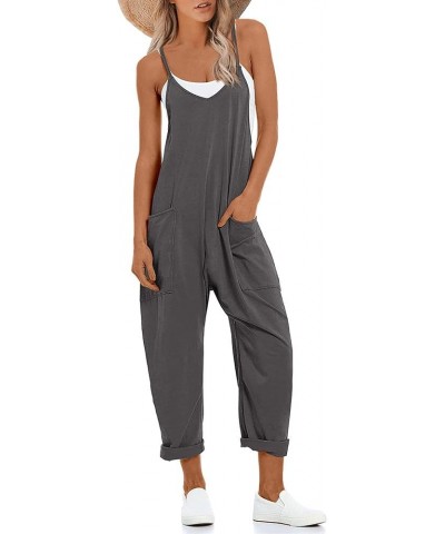 Womens Baggy Summer Jumpsuits Casual Jumpers for Women Stretchy Jumpsuit with Pockets Darkgrey $16.11 Jumpsuits