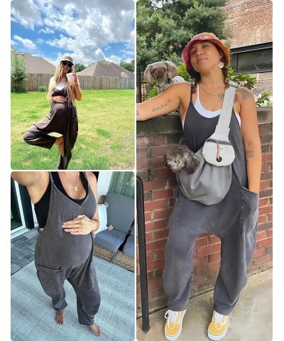 Womens Baggy Summer Jumpsuits Casual Jumpers for Women Stretchy Jumpsuit with Pockets Darkgrey $16.11 Jumpsuits