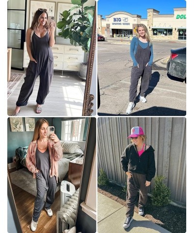 Womens Baggy Summer Jumpsuits Casual Jumpers for Women Stretchy Jumpsuit with Pockets Darkgrey $16.11 Jumpsuits