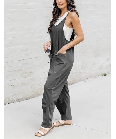 Womens Baggy Summer Jumpsuits Casual Jumpers for Women Stretchy Jumpsuit with Pockets Darkgrey $16.11 Jumpsuits