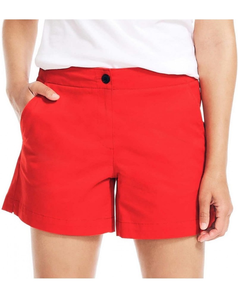 Womens Mid-Rise Cotton Shorts, Summer 5 Red $10.79 Shorts