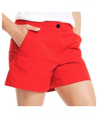 Womens Mid-Rise Cotton Shorts, Summer 5 Red $10.79 Shorts