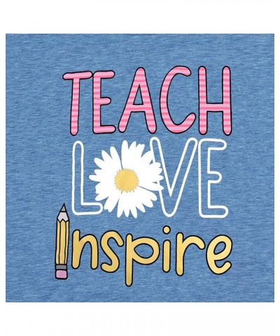 Women's T-Shirt Teaching Kindness Teacher Shirt Funny Short Sleeve Inspirational Graphic Tee Top Light Blue $10.05 T-Shirts