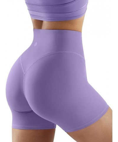 Women No Front Seam Buttery Soft Workout Shorts Ruched High Waisted Tummy Control Gym Shorts 4.72 inch 1 Recycled Purple $13....