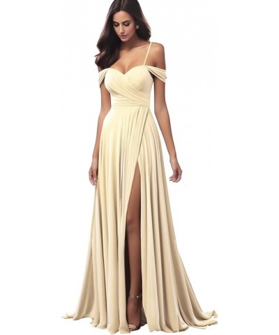 Off The Shoulder Bridesmaid Dresses for Women Long Pleated Satin Formal Dresses Evening Gown Emerald Green $31.34 Dresses