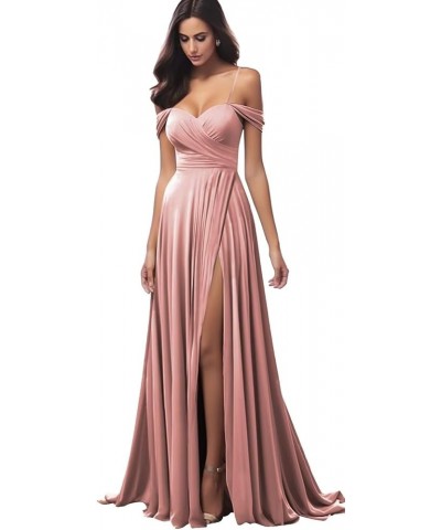 Off The Shoulder Bridesmaid Dresses for Women Long Pleated Satin Formal Dresses Evening Gown Emerald Green $31.34 Dresses