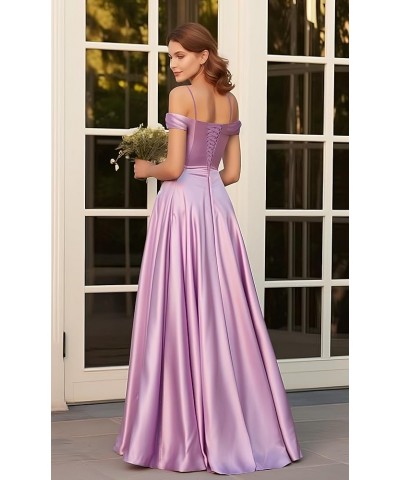 Off The Shoulder Bridesmaid Dresses for Women Long Pleated Satin Formal Dresses Evening Gown Emerald Green $31.34 Dresses