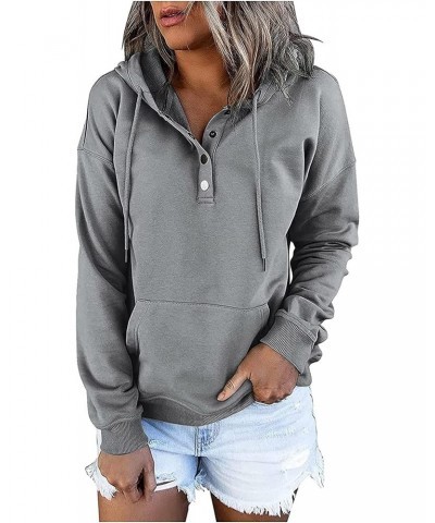 Black Fashion Friday Deals 2023 My Orders Womens Hoodies Button Collar Drawstring Sweatshirt Casual Long Sleeve Tops $11.59 H...