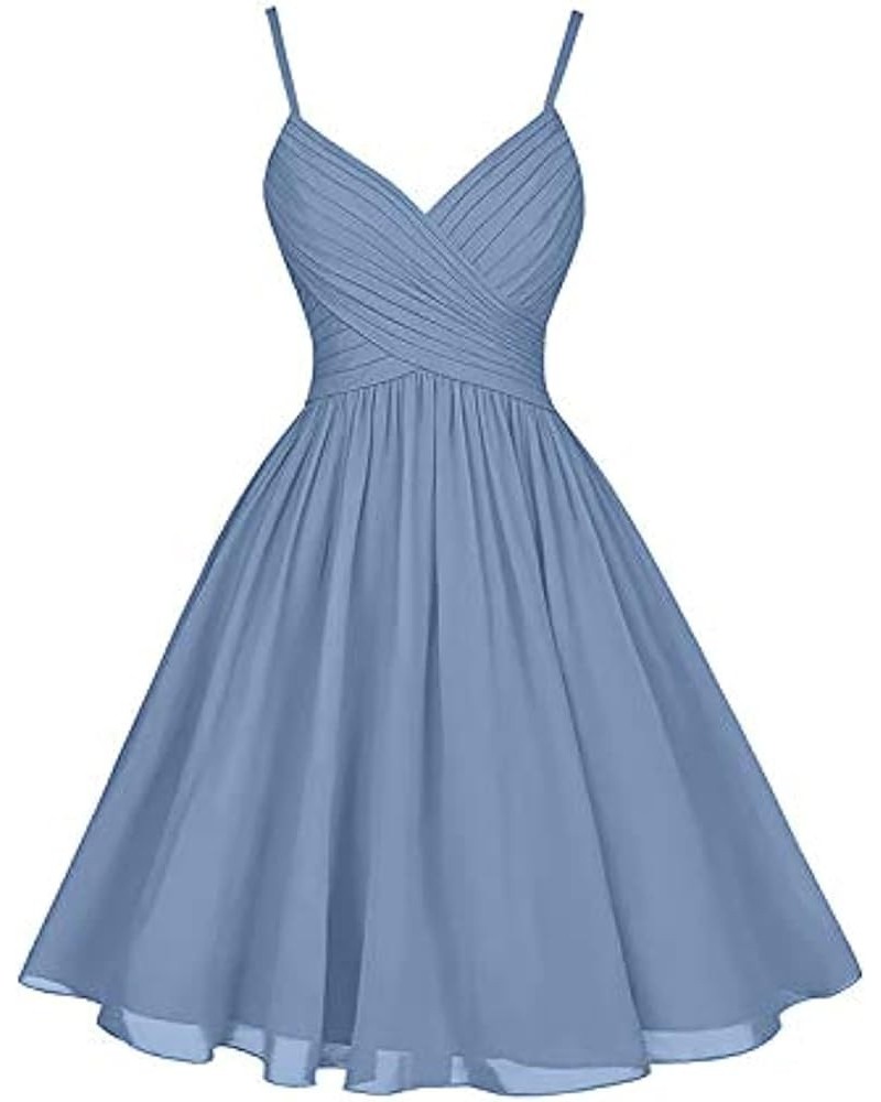 Women's Short Sweetheart Spaghetti Straps Homecoming Dresses Party Dresses with Pockets Slate Blue $32.99 Dresses