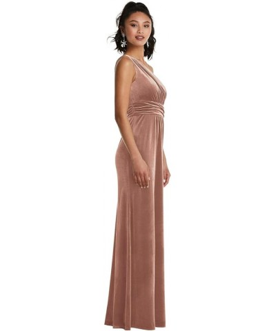 One Shoulder Bridesmaid Dresses for Wedding Pleated Long A-Line Velvet Formal Evening Gown with Slit Burnt Orange $27.95 Dresses