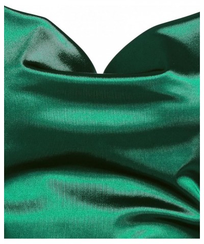 Women's Satin Sleeveless Spaghetti Strap Mini Dress Sexy Slip Cowl Neck Cocktail Party Dresses 1-green $23.46 Lingerie