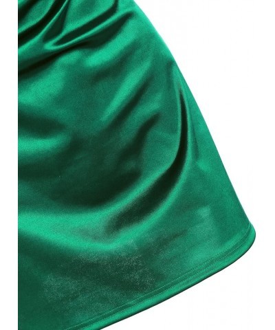 Women's Satin Sleeveless Spaghetti Strap Mini Dress Sexy Slip Cowl Neck Cocktail Party Dresses 1-green $23.46 Lingerie